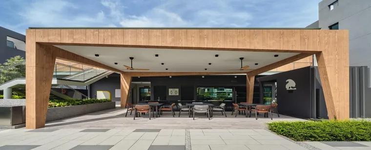 BBQ pavilion and party lawn at Belgravia Ace for resident gatherings