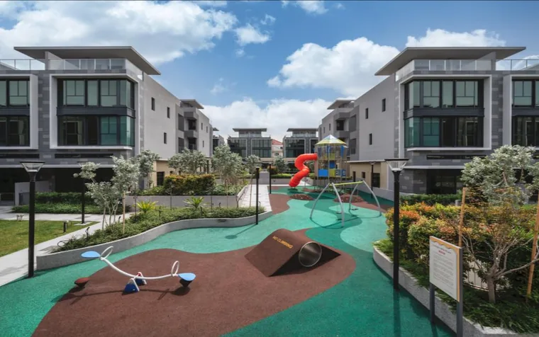 Fun playground at Belgravia Ace with climbing structures and soft play surfacing