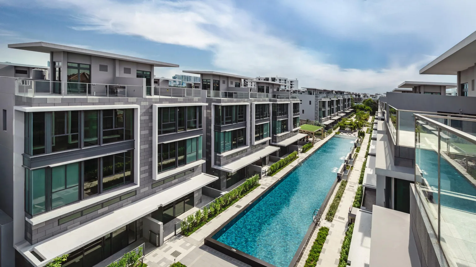 Aerial view of the completed Belgravia Ace freehold strata landed estate at Belgravia Drive